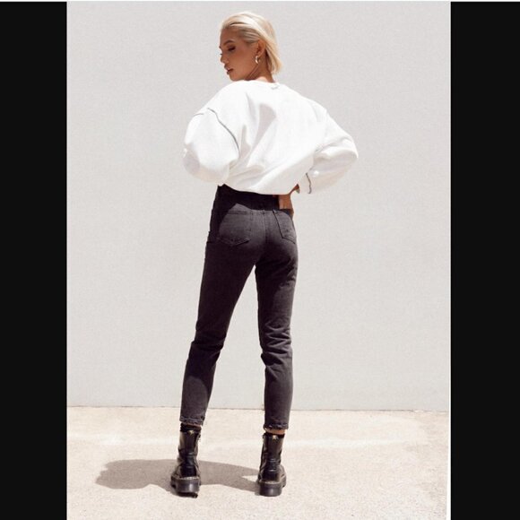 Princess Polly Zaiden Black Straight Leg Denim Jeans 10 - Picture 7 of 11